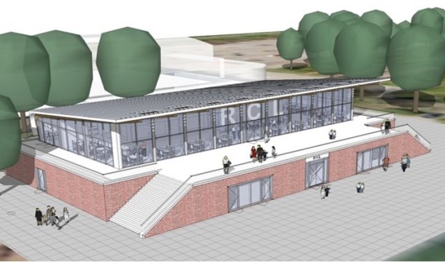 Een artists impression van het nieuwe clubgebouw van RCL.