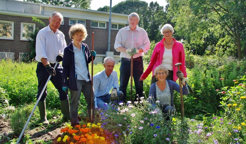 Vrijwilligers aan het werk in de gezellige buurttuin. | Foto Willemien Timmers