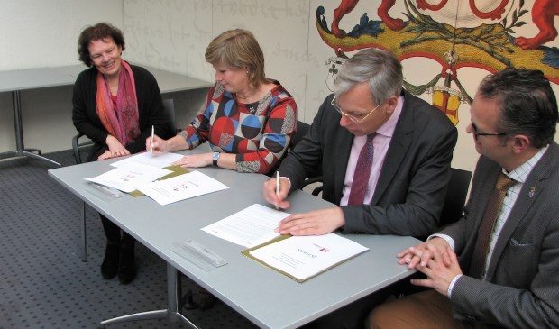 Ondertekening van de overeenkomst.