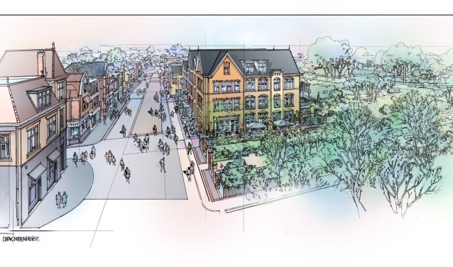 Het ontwerp voor de nieuwbouw op de plek van Villa Rusthoff. | Foto: pr.
