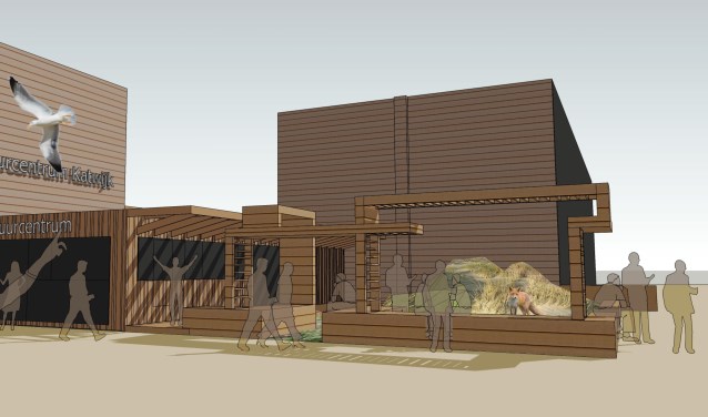 Met een nieuwe (voorzet)gevel wordt het Natuurcentrum fraaier. | Ontwerp en impressie: Katwijkse Architectencombinatie.