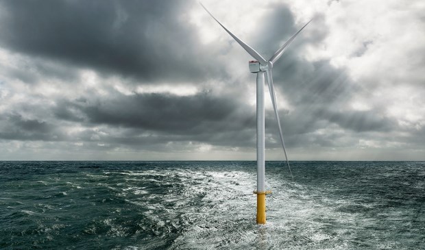 Prototype van de nieuwe generatie windmolens die voor de Katwijkse kust komen te staan.