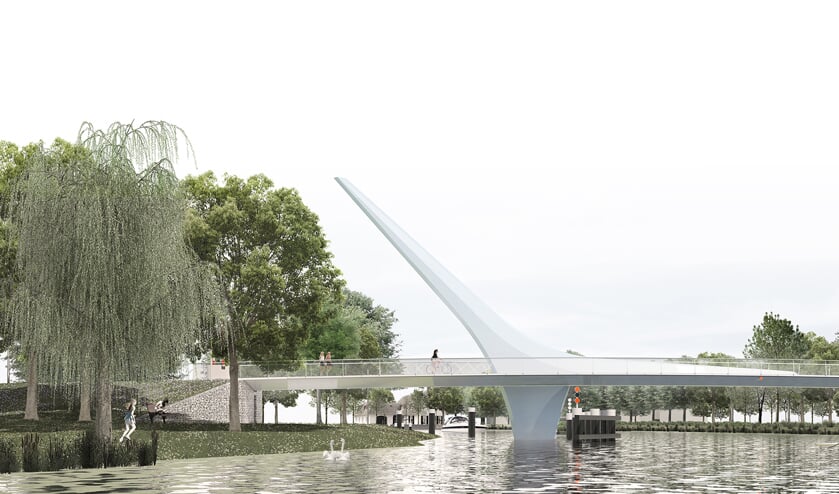 Het ontwerp van de fietsbrug tussen Valkenburg en Oegstgeest.