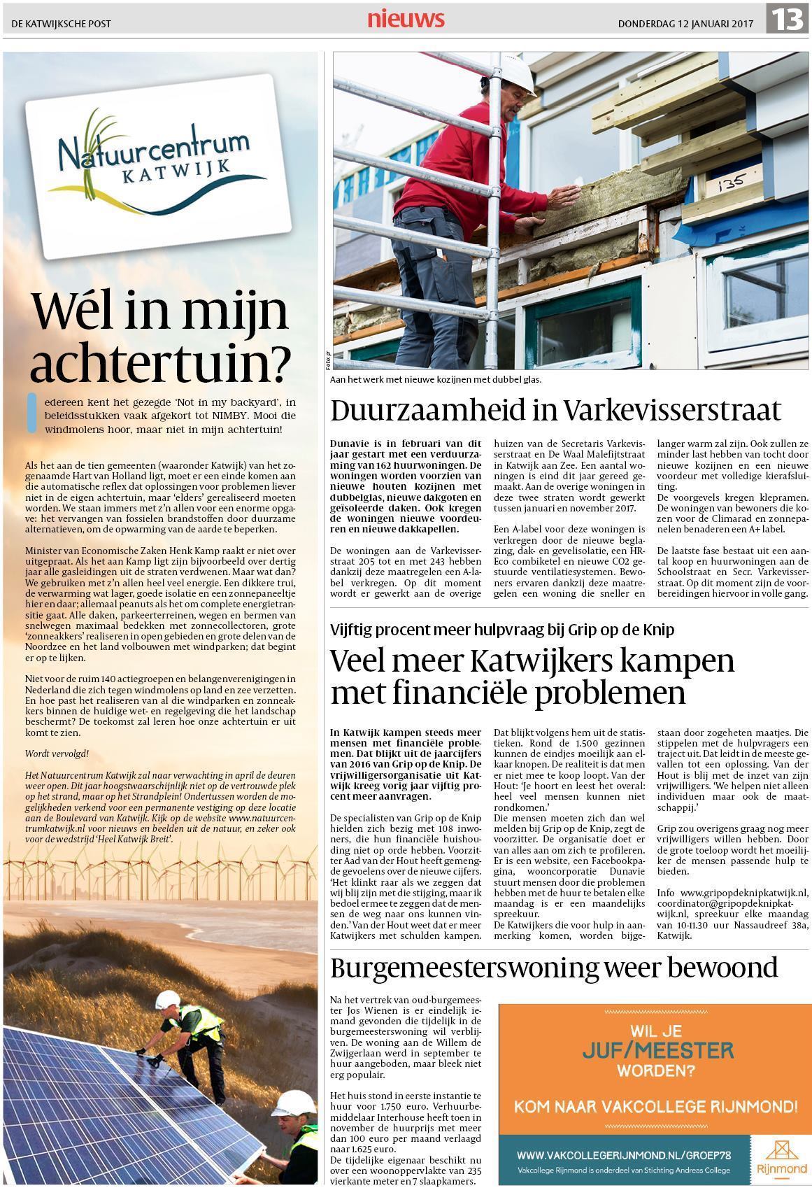 De Katwijksche Post 12 januari 2017 Dennie Christian 'verpest' voorstelling in Theater aan de