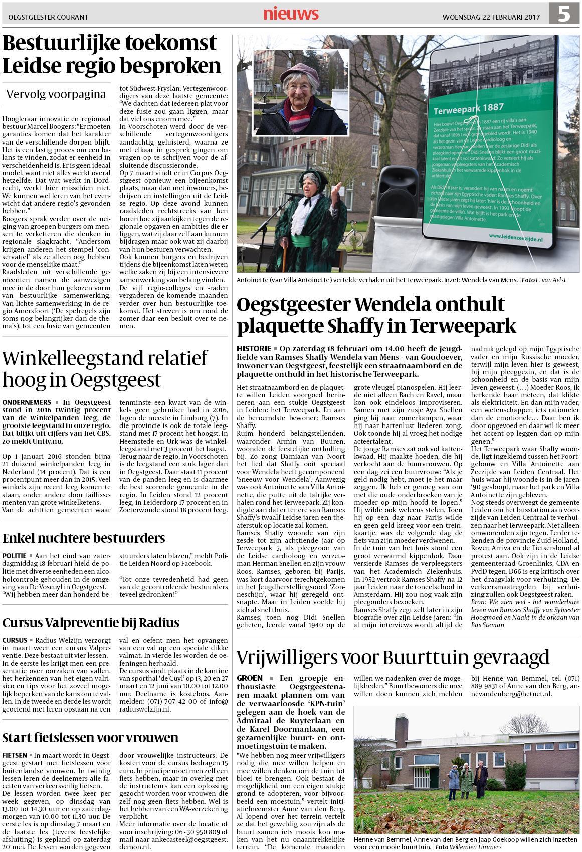 Oegstgeester Courant 22 Februari 2017