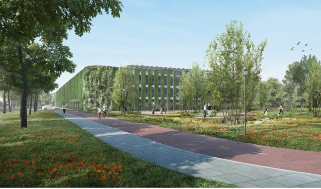 Een impressie van het nieuwe transferium, naar een ontwerp van JHK architecten