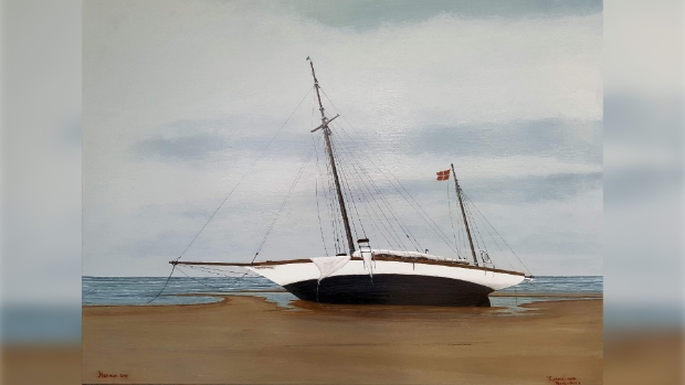 schilderij schip 'Astrid'