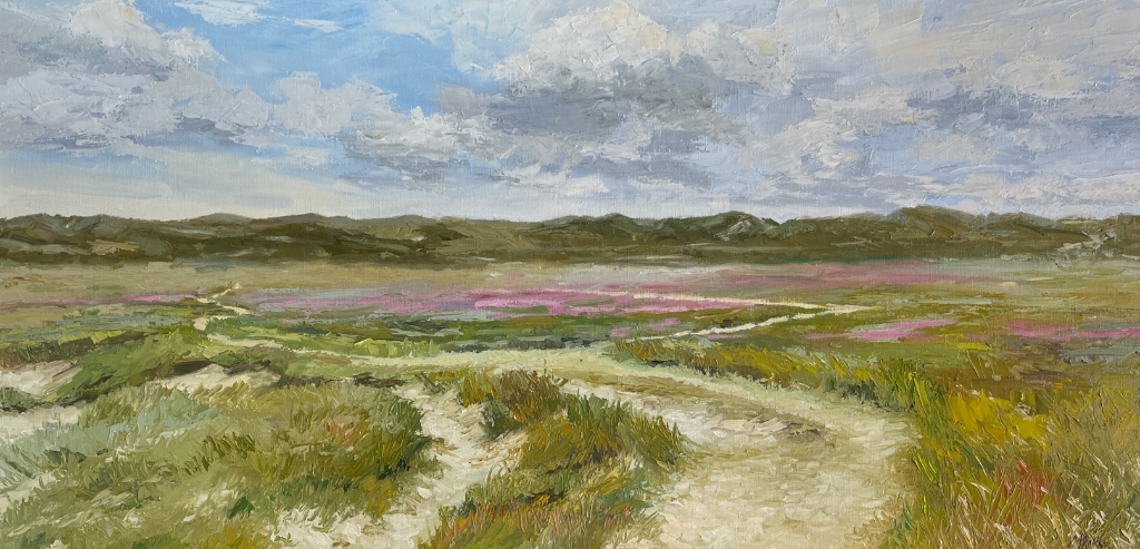 'Lamsoor in de Slufter' olieverf-linnen 180x60cm Marleen Bakker