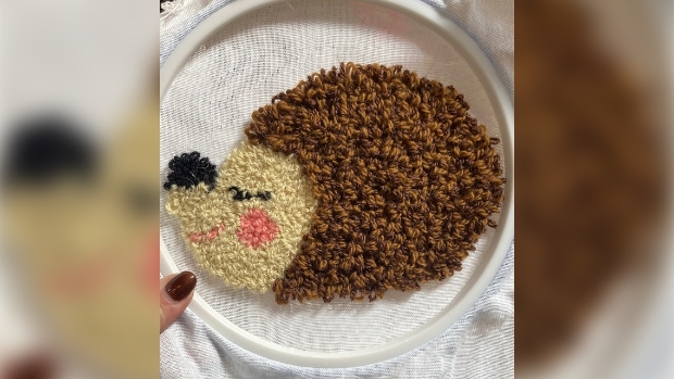 PunchNeedle egeltje in borduurring