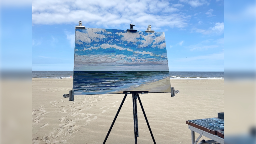 Maurice Christo van Meijel: Noordzee (pastel op papier)