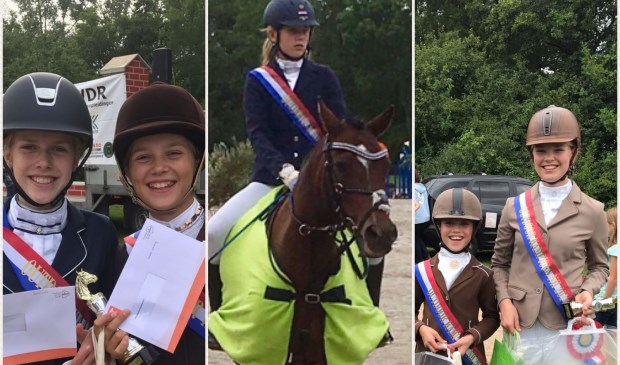 De vijf Texelse ruiters die regio-kampioen zijn geworden.