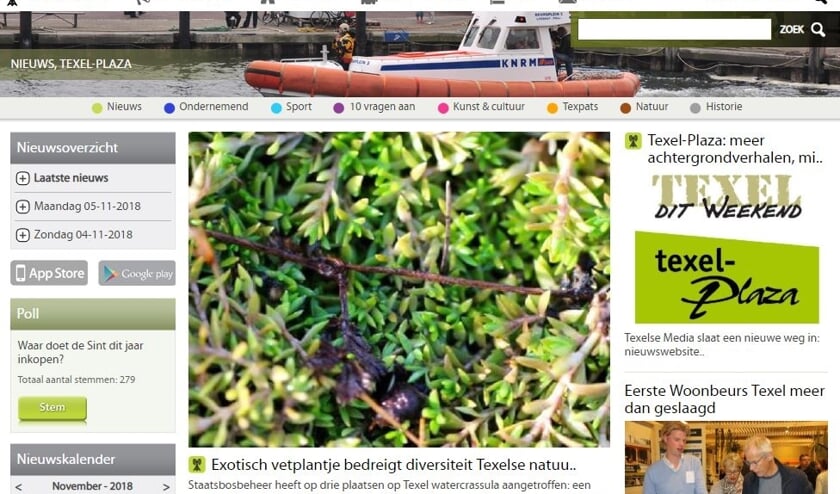 Uitsnede uit de website Texel-Plaza.