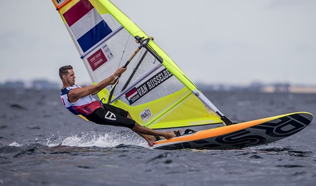 Dorian van Rijsselberghe in actie op het WK in Denemarken.