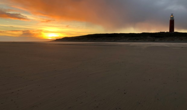 Het strand bij de vuurtoren vanochtend.
