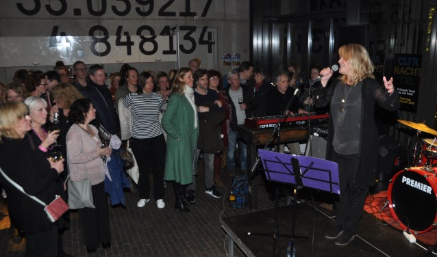 Optreden van de band DAAN met Danielle de Lussanet tijdens de eerste Cultuurnacht in Oudeschild.
