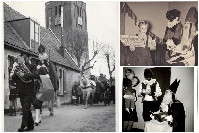 intocht oosterend 1962, bij kleuterschool de Woelige Hoek 1962 en op huisbezoek 1970