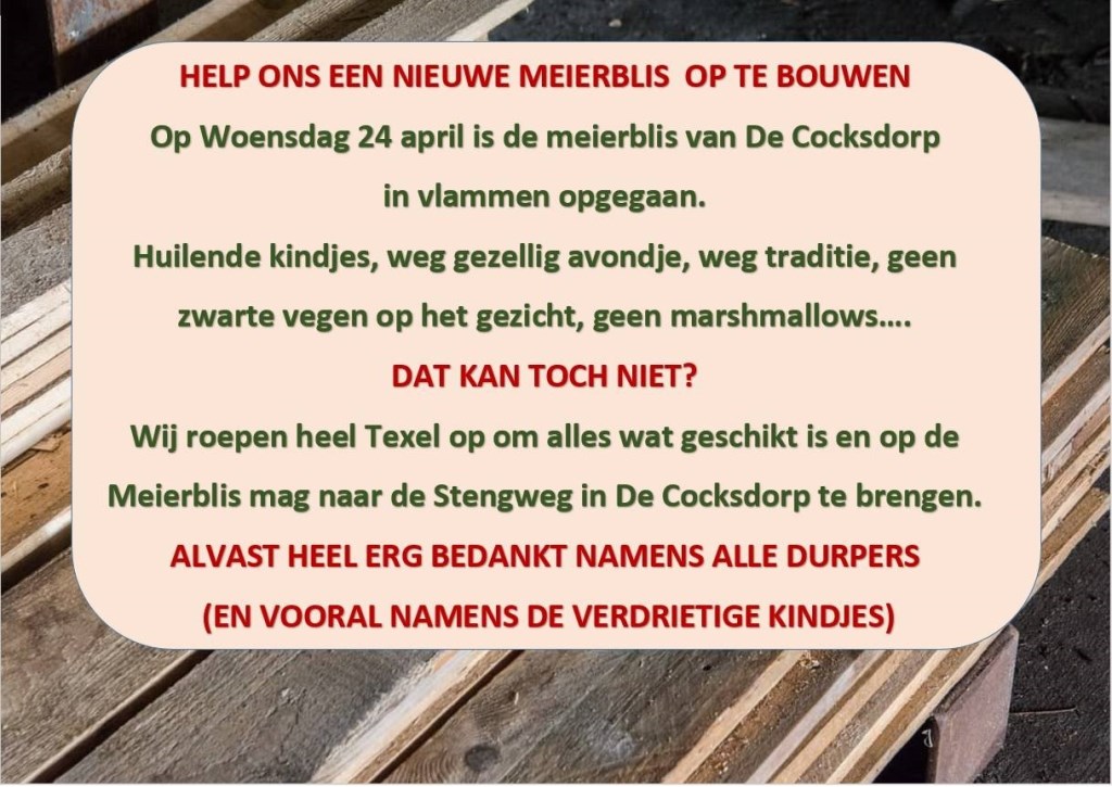 De oproep van de Durper Feestcommissie op Facebook.