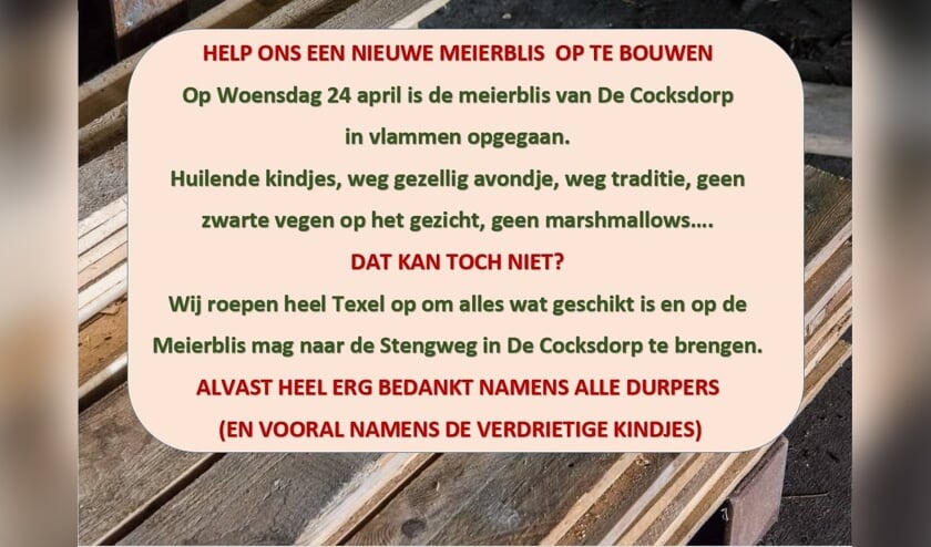 De oproep van de Durper Feestcommissie op Facebook.