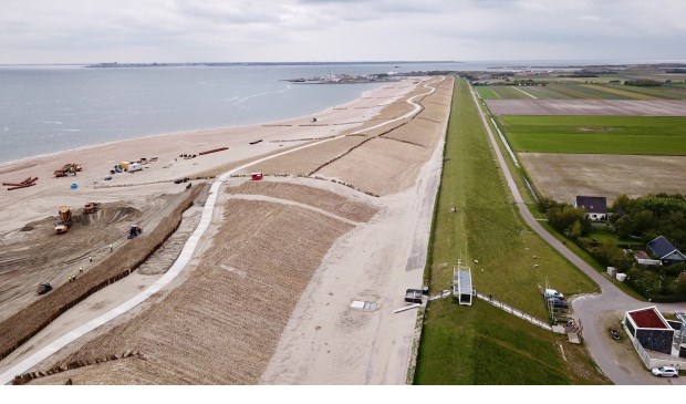 Het nieuwe gebied met fietspad in aanleg.