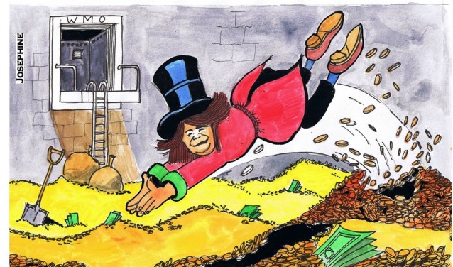 Cartoon over Hennie Huisman in 2015. Tegenwoordig is zij onder meer wethouder van financiën.