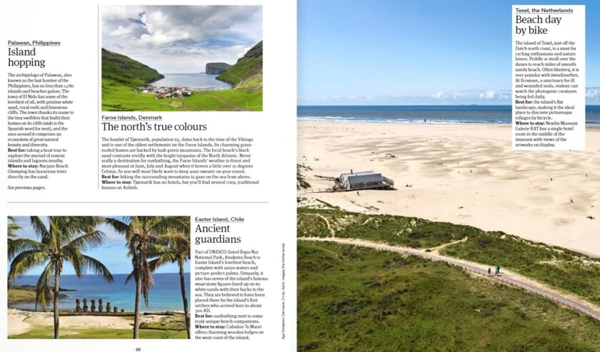 Het KLM-magazine Holland Herald met rechts de aanbeveling van Texel.