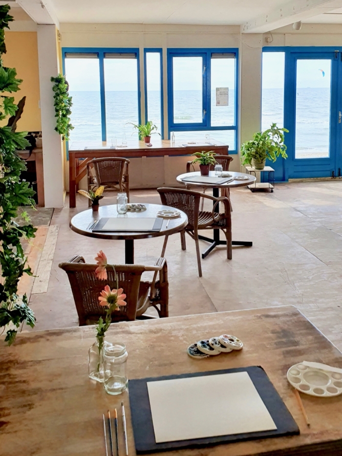 Workshop ruimte voor de watercolour schildersessie aan zee