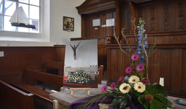 Eén van de vijftien kerkstatie-kunstwerken in de Grote Kerk vanDrachten, te bekijken op diverse zaterdagen in maart en april.