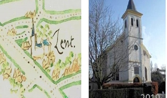 Kerkje 1557 en 2018. (foto: Geertjan Reuser, Lent)