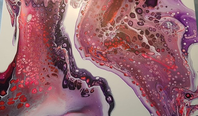 Abstract 'Pink Pour'. (foto: Ingrid Janssen)