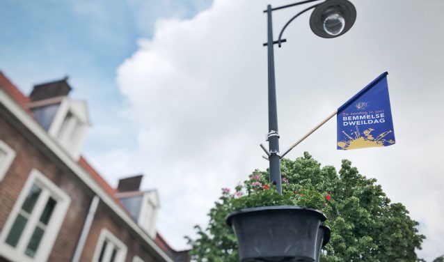 Tachtig dweildagvlaggen kleuren Bemmel geel/blauw. (foto: Anniek van de Berg)