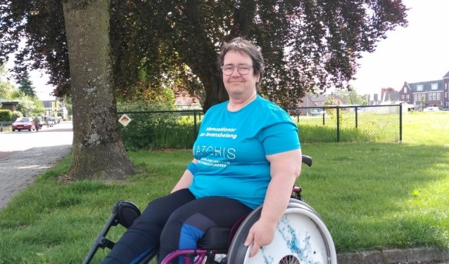 Lia aan het trainen voor de rolstoel4daagse. (foto: Lia van de Kaa)