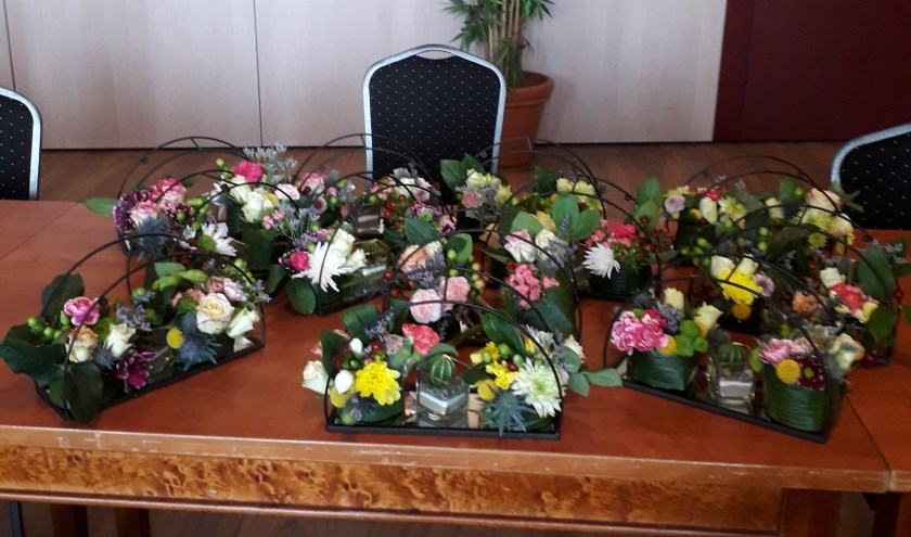 Resultaat workshop bloemschikken De Zonnebloem. (foto: Marjoke Croque)